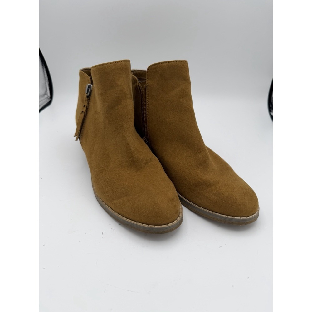 American Eagle Outfitters Tan Faux Suede Ankle Booties Women's 7.5 Side Zip 1762